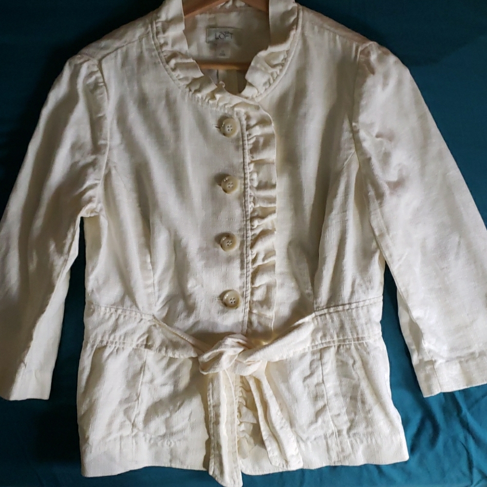 Loft cream colored linen jacket